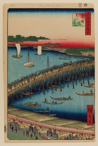 両国橋と大河原 作： Ando or Utagawa Hiroshige