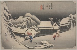 夜の雪 作： Ando or Utagawa Hiroshige