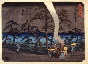 浜松駅30番地（カラー木版画） 作： Ando or Utagawa Hiroshige