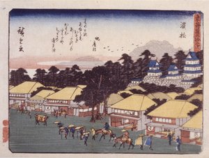 浜松駅30番地（カラー木版画） 作： Ando or Utagawa Hiroshige