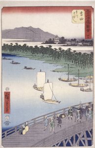 吉田35合目。 東海道鏡花シリーズ（前景を横切る人物）（色木版画） 作： Ando or Utagawa Hiroshige