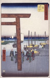 Estação 42, Miya (impressão colorida em xilogravura) 作： Ando or Utagawa Hiroshige