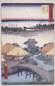 Estação 44, Yokkaichi (impressão colorida em xilogravura) 作： Ando or Utagawa Hiroshige