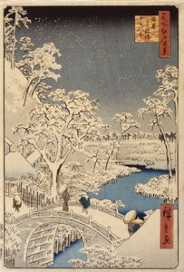 目黒の太閤橋と夕日の丘（色木版画） 作： Ando or Utagawa Hiroshige