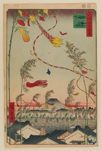 栄える街、七夕祭り 作： Ando or Utagawa Hiroshige