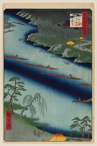 川口渡船と善光寺 作： Ando or Utagawa Hiroshige
