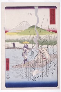 Sagami-joki (Sagamigawa) (värillinen puupainatus) 作： Ando or Utagawa Hiroshige