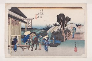 戸塚・元町フォーク（戸塚・元町ベッツド？）（カラー木版画 作： Ando or Utagawa Hiroshige