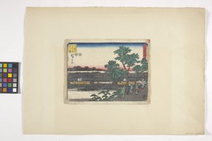 Vista de Saruwakacho de Matsuchiyama (xilogravura colorida) 作： Ando or Utagawa Hiroshige