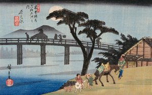 島原口の柳、「京都の名所」イラスト 作： Ando or Utagawa Hiroshige
