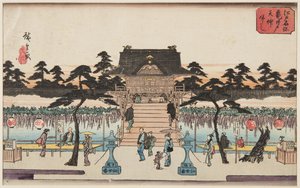 亀戸天神の藤（亀戸天神fuji）（カラー木版画 作： Ando or Utagawa Hiroshige