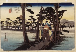 Yoshiwara (xilogravura colorida) 作： Ando or Utagawa Hiroshige