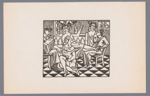 カフェで 2 人の船員と 3 人の女性 海の情景を描いた木版画6点（シリーズタイトル） Grand Largue (シリーズタイトル) 作： André Lhote