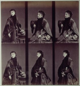 街の衣装を着たサラ・ベルナール（1844-1923）のポートレート 作： Andre Adolphe Eugene Disderi