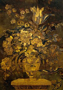黒檀製キャビネット扉の寄木細工（アンドレ・シャルル・ブール（1642-1732）作）（フランス 作： Andre Charles Boulle