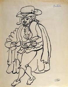 セビリアの理髪師」パリ公演のためのバルトロの衣装デザイン（紙にペン・インク、鉛筆） 作： Andre Derain