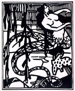 Francois Rabelais (c. 1494-1553) 1943年 (木版画) の「Les horribles et espouvantables faictz et prouesses du tres renomme Panatgruel, Roy des Dipsodes, fils du grand geant Gargantua.フランソワ・ラブレー（1494頃-1553年）1943年（木版画）「アルコフィブラ・ナシエ氏による新しい構成」より。