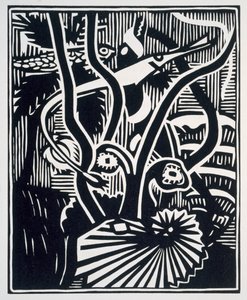 Francois Rabelais (c. 1494-1553) 1943年 (木版画) の「Les horribles et espouvantables faictz et prouesses du tres renomme Panatgruel, Roy des Dipsodes, fils du grand geant Gargantua.フランソワ・ラブレー（1494頃-1553年）1943年（木版画）「アルコフィブラ・ナシエ氏による新しい構成」より。
