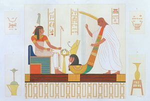 エドモンドフランソワジョマールによる「エジプトの説明」の1809-22年発行、ハープの部屋、東墓、バイバンエルモロック、テーベの装飾 作： Andre Dutertre