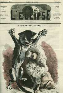 Actualite、パリの展覧会「The dog and the cat」のためのイラスト。6月20日付ジルの「L