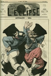 実物、普仏戦争の大砲の前で踊るプロイセン兵とフランス兵。ギルの「L