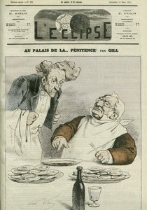 懺悔の宮殿にて、共和国大統領アドルフ・ティエール（1797-1877）の風刺画。3月16日付ジル社「L