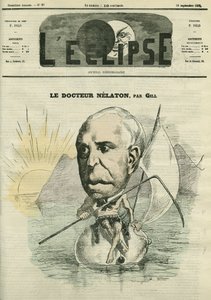 オーギュスト・ネラトン（1807-1873）、フランスの外科医。9月19日付ギル社「日食」誌の表紙 作： Andre Gill