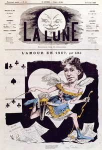 1867年2月3日の「ラルーン」からのコーラパールの似顔絵（1842-c.1886） 作： Andre Gill