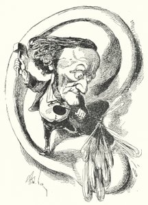 ドイツの作曲家リヒャルト・ワーグナーの風刺画（リトグラフ 作： Andre Gill