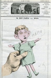 ナポレオン3世の息子、ナポレオン・ユージン・ルイ・ボナパルト（1856-1879）の風刺画。ギルの「L