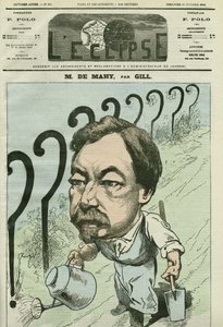 フランスの医師、ジャーナリスト、政治家であるFrancois Cesaire de Mahy (1830-1906)の漫画。10月11日付ギル社「日蝕」の表紙 作： Andre Gill