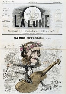 ジャック・オッフェンバック(1819-1880)がバイオリンに乗っている漫画 - 1866年11月04日付「La Lune」でギルが掲載
