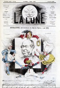 ヨハン・シュトラウス・ジュニア（1825-1899）の漫画（「月」1月6日付）。