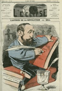 フランスの小説家、劇作家、評論家であるジュール・クラレ（1840-1913）の漫画。7月6日付「日食」（ギル社）表紙 作： Andre Gill