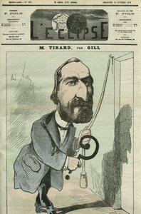 フランスの政治家、Pierre Tirard（1827-1893）の漫画。10月12日付ギル社「日蝕」の表紙 作： Andre Gill