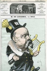 フランスの政治家であるViscount de Lorgerilの漫画。2月15日付ジルの「日蝕」の表紙 作： Andre Gill