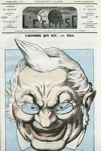 フランスの政治家、アドルフ・ティエール（1797-1877）の「笑う男」の漫画。9月13日付ジルの「日蝕」の表紙