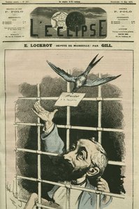 Edouard Simon Lockroy (1838-1913), フランスの政治家、マルセイユの代官。5月11日付ジルの「日蝕」の表紙 作： Andre Gill