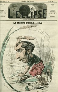 エミール・オリヴィエ（1825-1913）、フランスの政治家。3月14日付のギル社「日蝕」の表紙