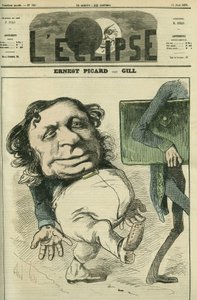 アーネスト・ピカール（1821-1877）、フランスの政治家。6月11日付のギル社「日蝕」の表紙 作： Andre Gill