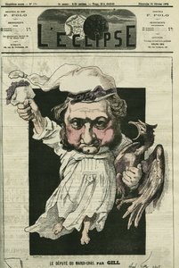 Eugene Rouher (1814-1884), フランスの政治家、ボナパルティスト党のリーダー。2月25日付ジルの「日蝕」の表紙 作： Andre Gill