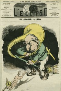 ハンティングをしているのは、1848年に共和国大統領、1852年から1871年までフランス皇帝を務めたルイ＝ナポレオン・ボナパルト（1808-1873）です。9月15日付ギル社「L
