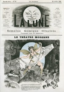 パリの近代劇場。ギルによる風刺画、「La Lune」10月28日号掲載 作： Andre Gill