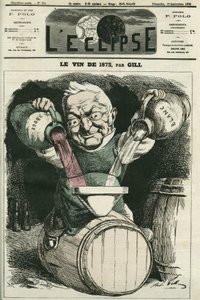 白ワインと赤ワインを混ぜ合わせたアドルフ・ティエールのイラスト「Le vin de 1872」（1797～1877年、フランスの歴史家・政治家）。9月22日付ギル社「L