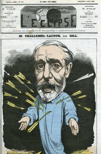 ポール＝アルマン・シャルメル＝ラクール（1827-1896）は、政治家、外交官、フランス哲学史家。4月5日付ギル社「日蝕」の表紙 作： Andre Gill