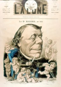 フィリップリコード、フランスの外科医および静脈科医、1867年 作： Andre Gill