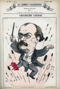 フランスの作曲家、アレクサンドル・シャルル・ルコック（1832-1918）の肖像。ギルによる風刺画、パリ