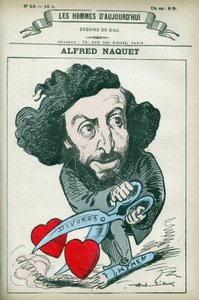 アルフレッド・ナケ（1834-1916）の肖像。彼はフランスの医師、化学者、政治家であり、1884年には離婚を認める法律を再び制定した。パリのギル社による漫画。 作： Andre Gill