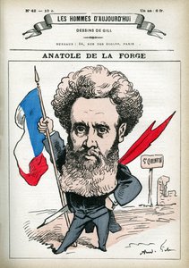 フランスの政治家・軍人であるAnatole de la Forge (1821-1892)の肖像。ギルの漫画、「今日の人」（パリ）に掲載 作： Andre Gill