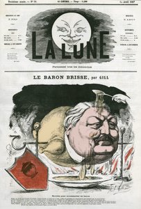 フランスの美食ジャーナリスト、バロン・ブリス（1813-1876）の肖像。ギルの漫画（『月』4月14日付